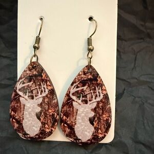 Camouflage Deer Drop Earrings
